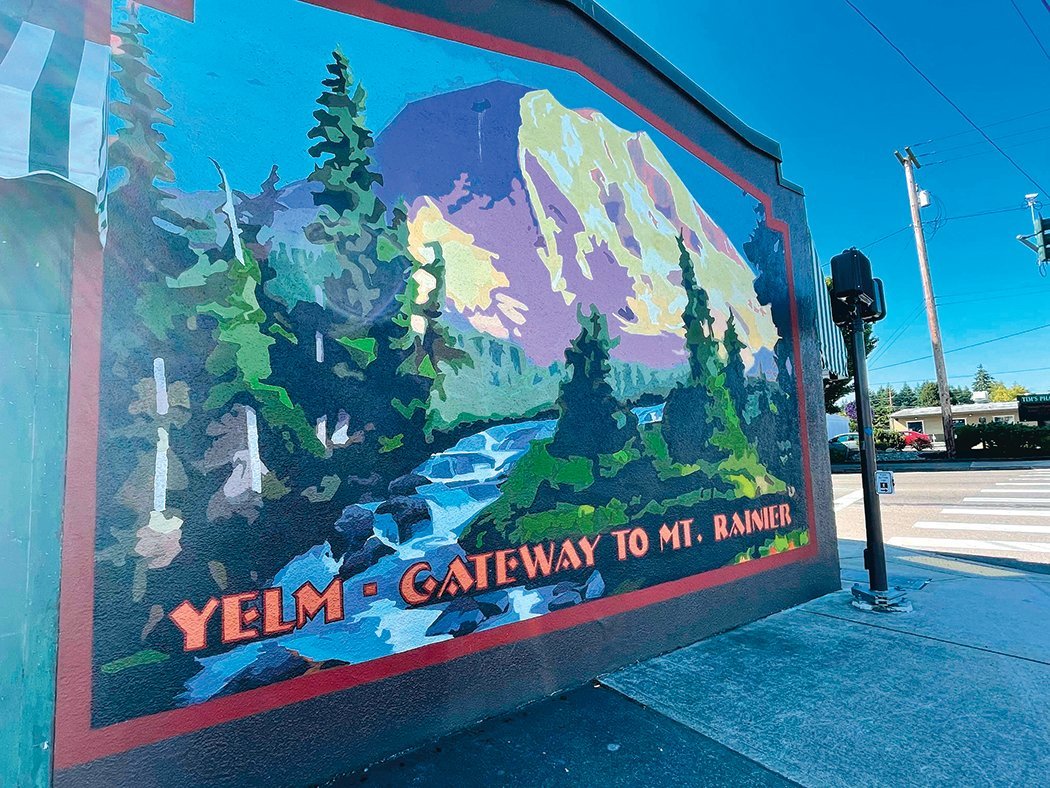 A mural painted on the Wolf building is pictured.